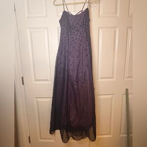 Vintage 90s Goth Purple Star Mesh Prom Dress